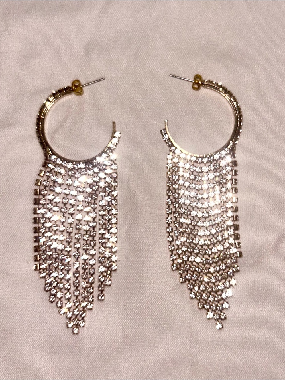 Gold-Tone Crystal Fringe Hoop Earrings - Women's Jewelry
